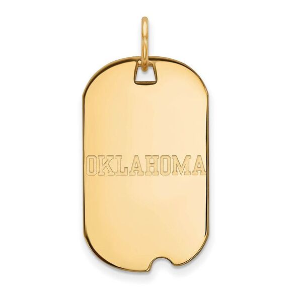 14k Gold Plated Silver U. of Oklahoma Dog Tag Pendant